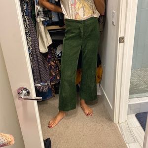 Zara Wide Leg Green Cord Trousers